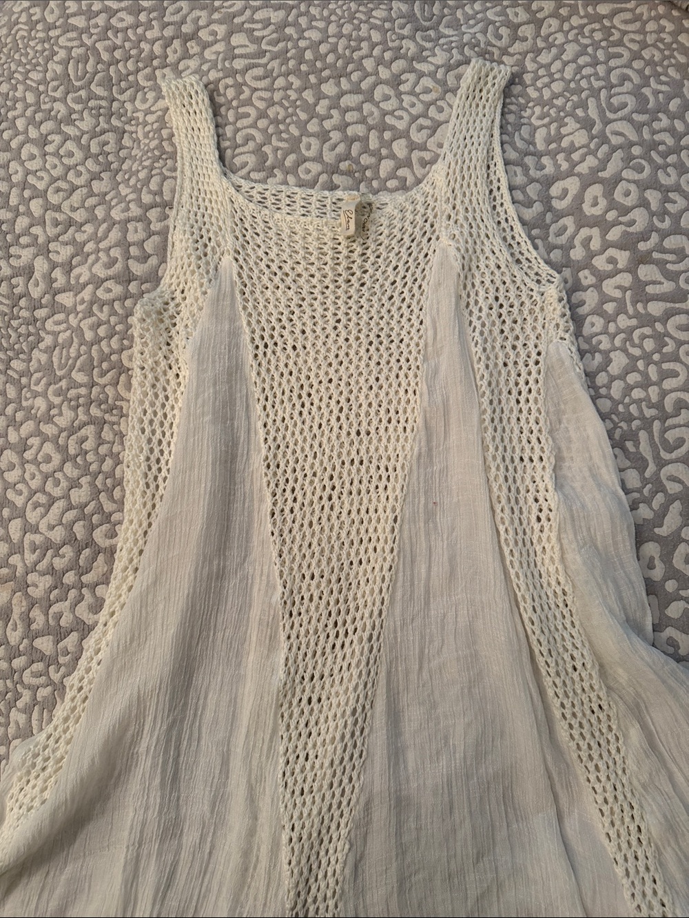Elan Cream Crochet swimsuit cover Tank Dress